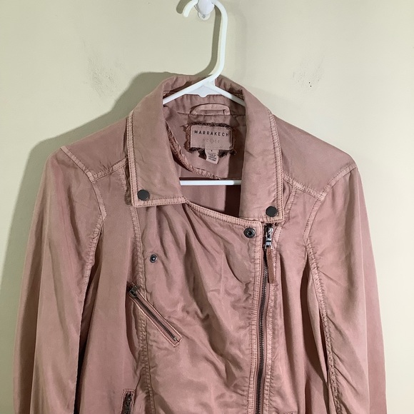 Marrakech Ronika Draped Pink Rose Moto Jacket - Picture 2 of 8